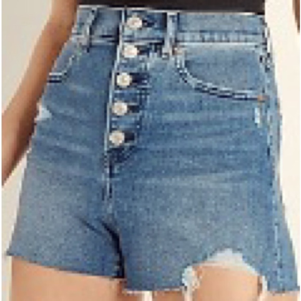 Express Super High Rise Mom Shorts. Medium  wash. Size 6.